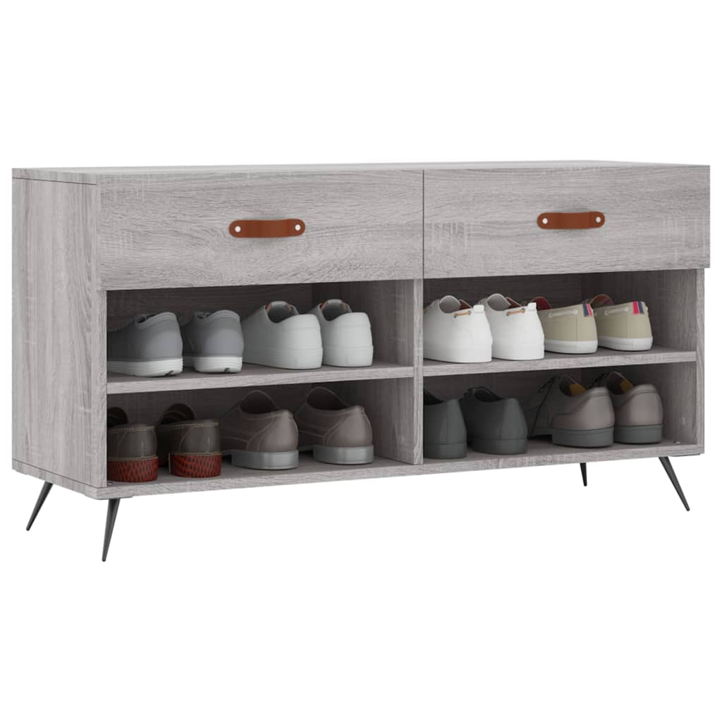 skobænk 102x35x55 cm konstrueret træ grå sonoma-eg