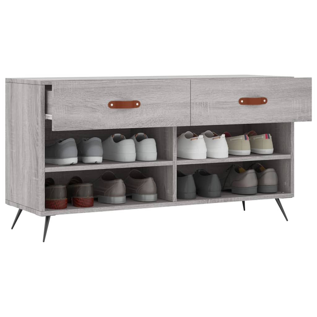 skobænk 102x35x55 cm konstrueret træ grå sonoma-eg