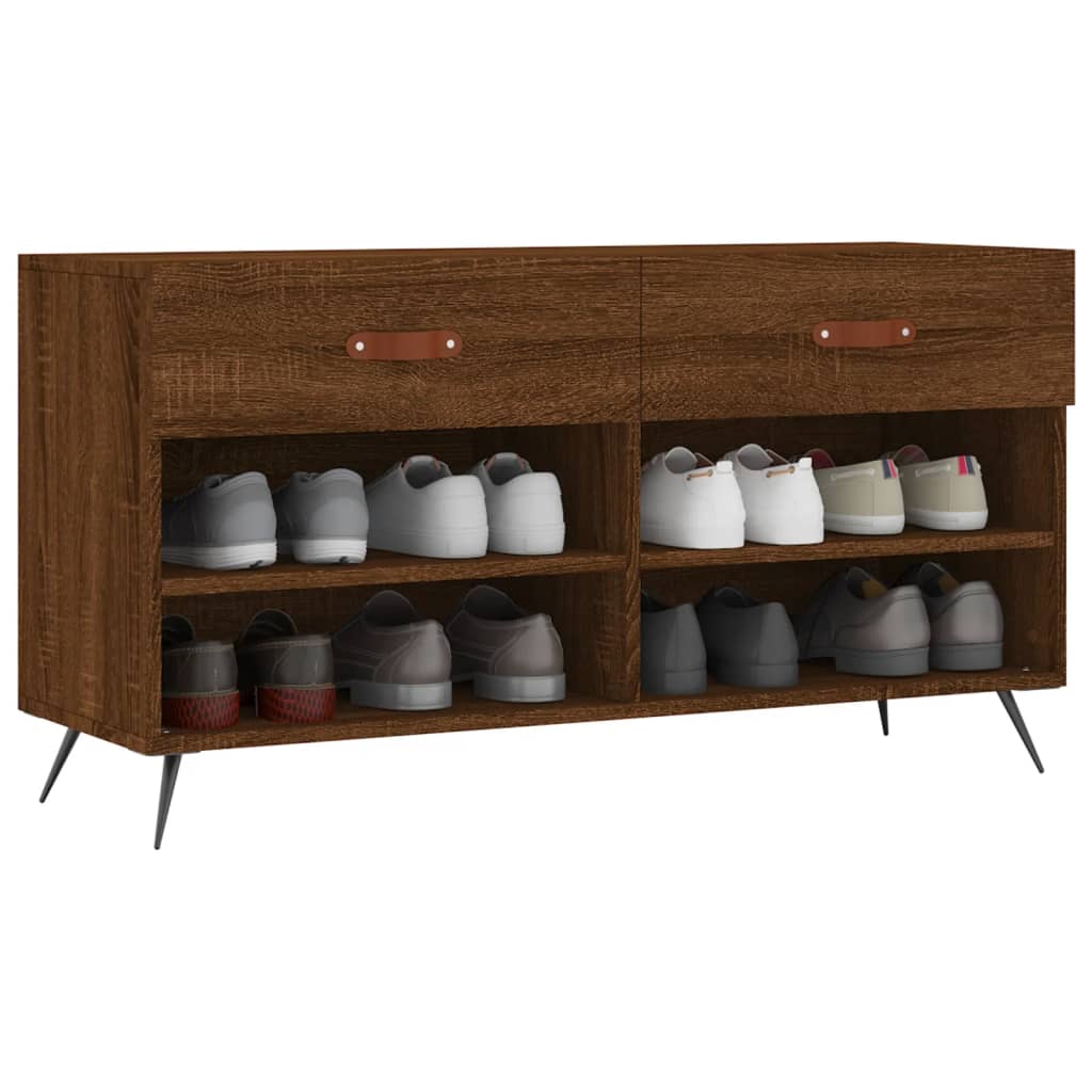 skobænk 102x35x55 cm konstrueret træ brun egetræsfarve