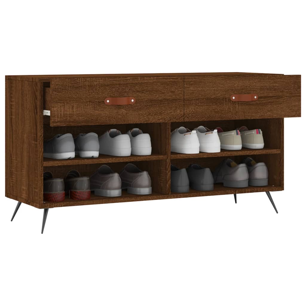 skobænk 102x35x55 cm konstrueret træ brun egetræsfarve