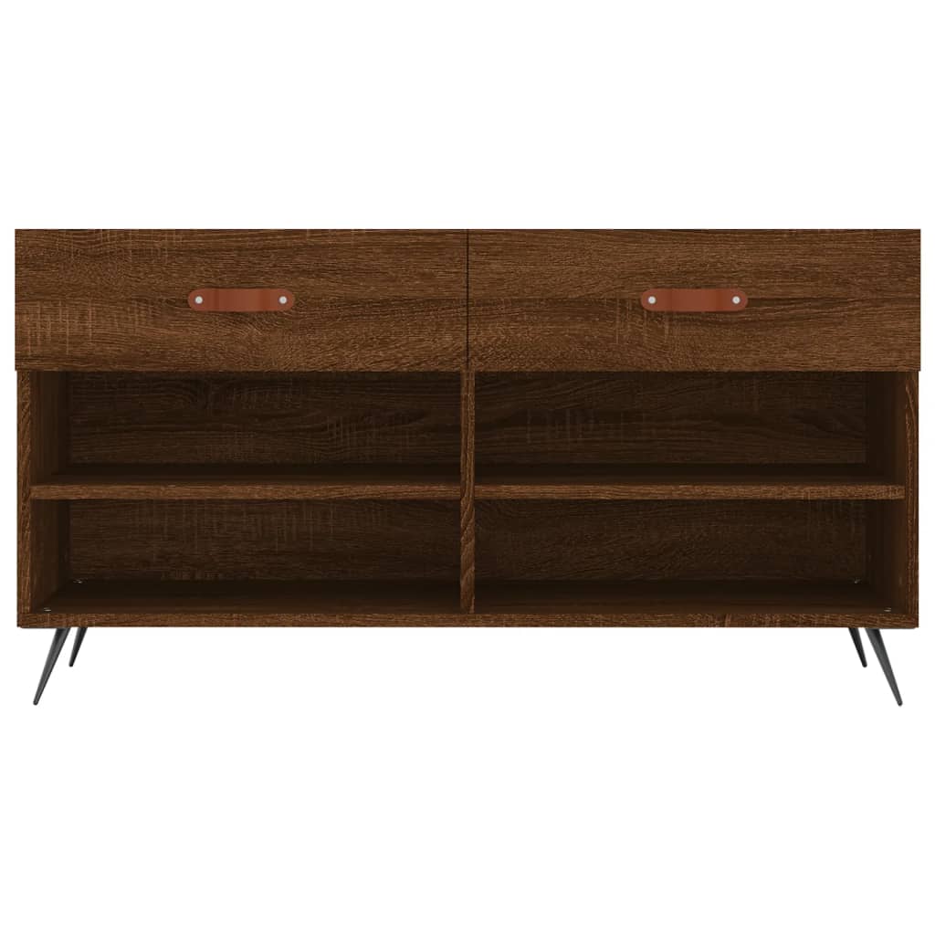 skobænk 102x35x55 cm konstrueret træ brun egetræsfarve