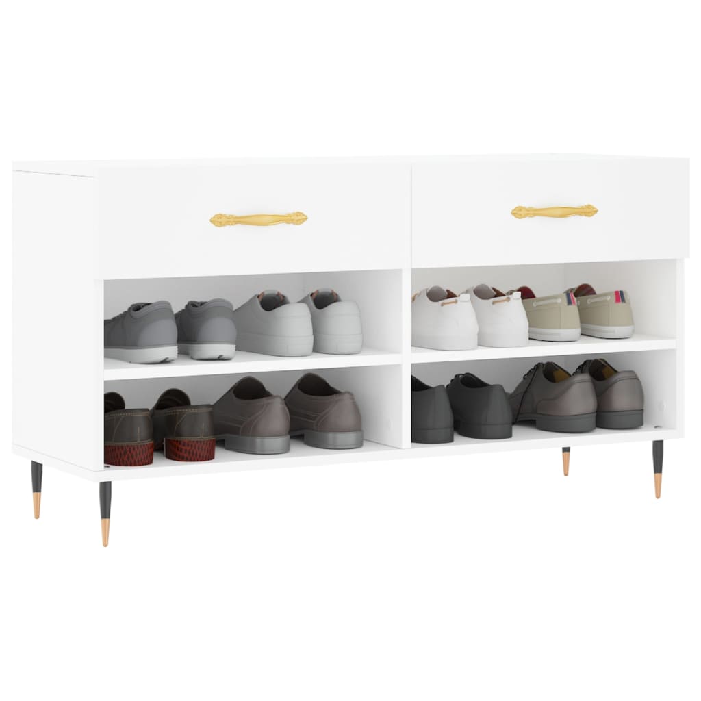 skobænk 102x35x55 cm konstrueret træ hvid