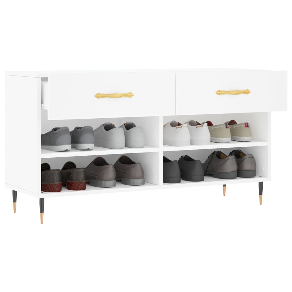skobænk 102x35x55 cm konstrueret træ hvid
