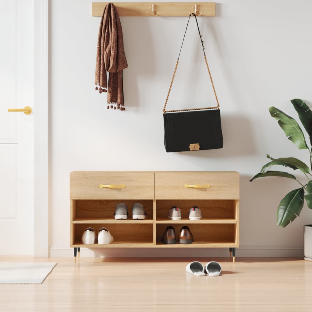 skobænk 102x35x55 cm konstrueret træ sonoma-eg