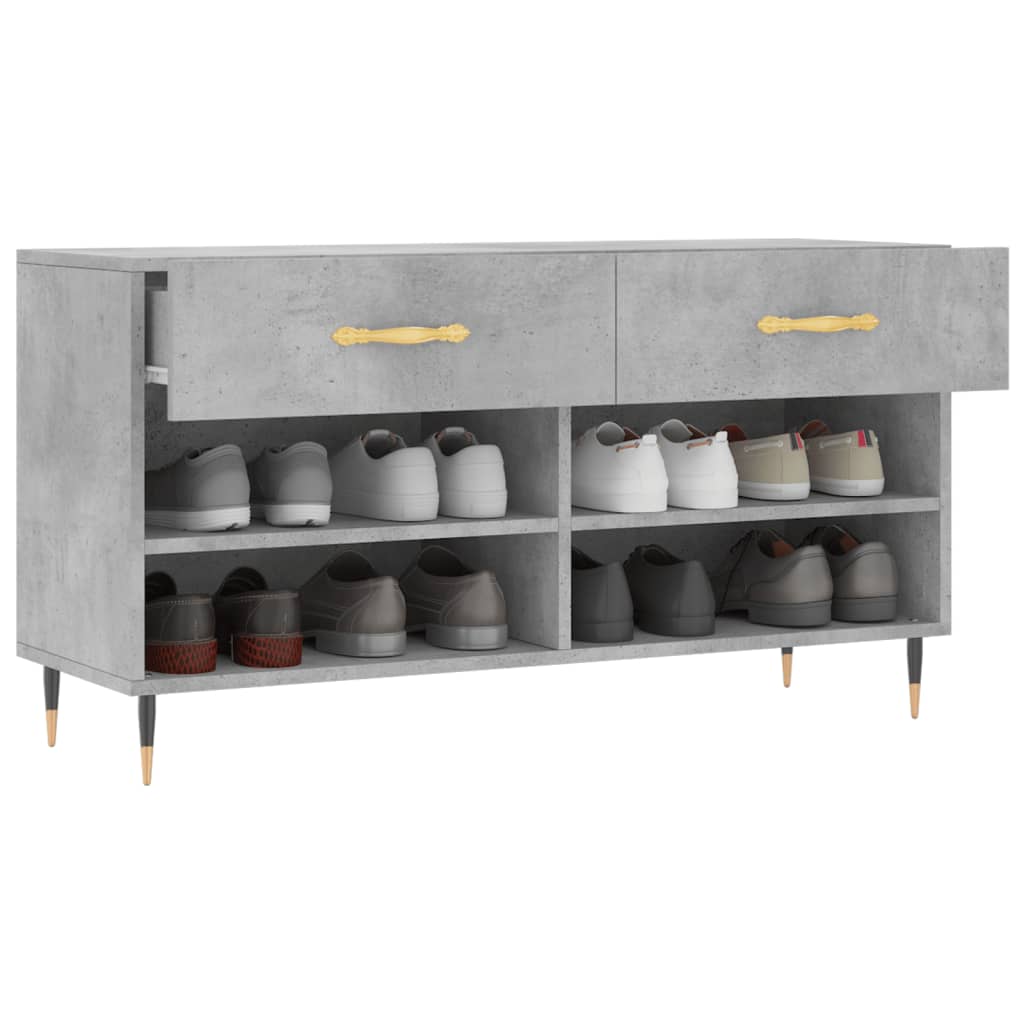 skobænk 102x35x55 cm konstrueret træ betongrå