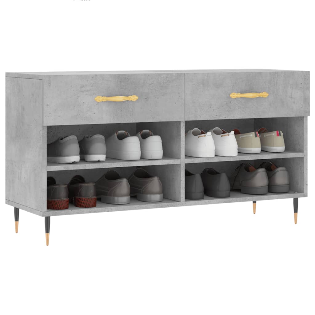 skobænk 102x35x55 cm konstrueret træ betongrå