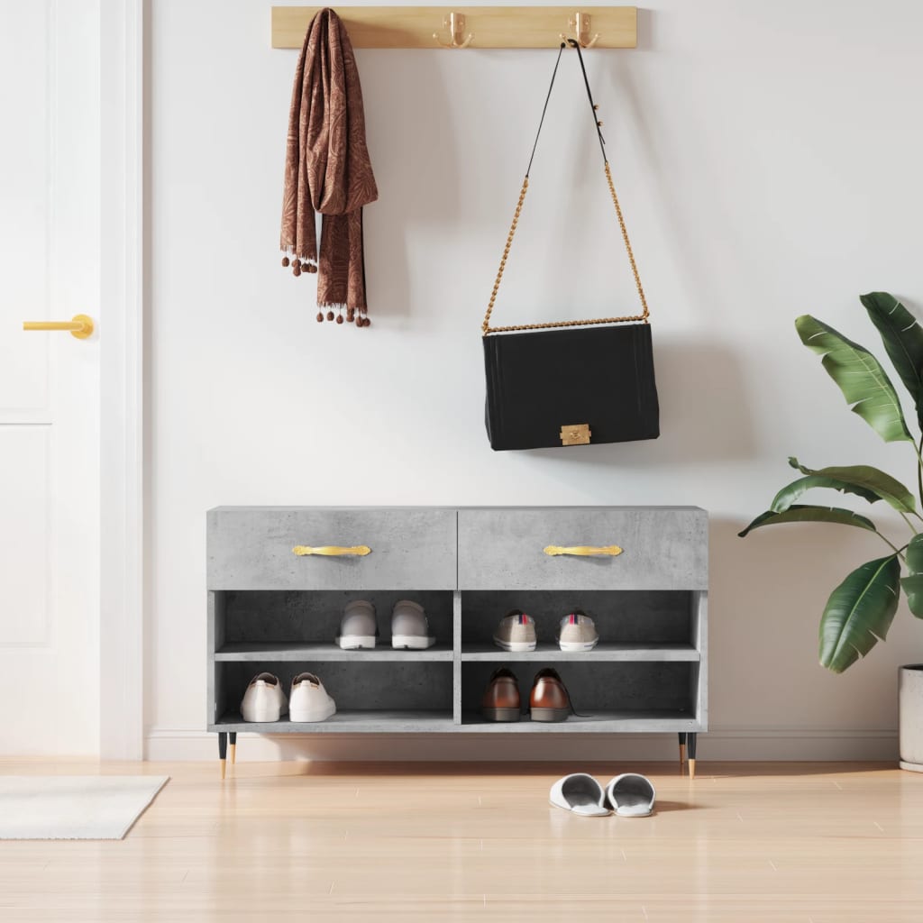 skobænk 102x35x55 cm konstrueret træ betongrå