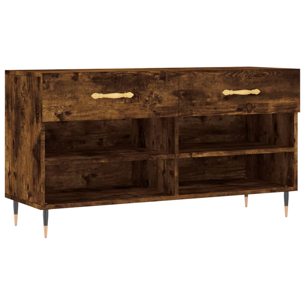 skobænk 102x35x55 cm konstrueret træ røget egetræsfarve