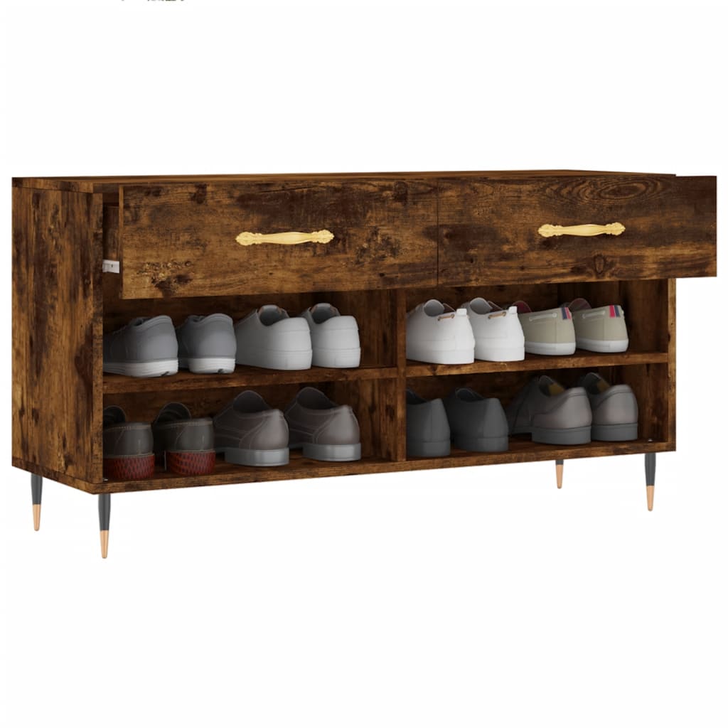 skobænk 102x35x55 cm konstrueret træ røget egetræsfarve