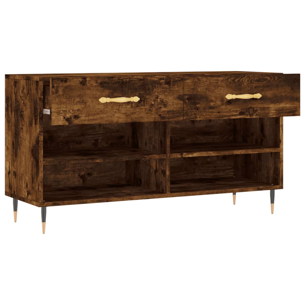skobænk 102x35x55 cm konstrueret træ røget egetræsfarve