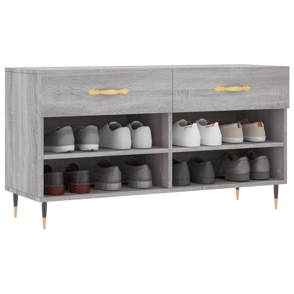 skobænk 102x35x55 cm konstrueret træ grå sonoma-eg
