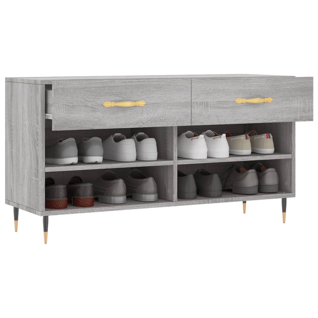 skobænk 102x35x55 cm konstrueret træ grå sonoma-eg