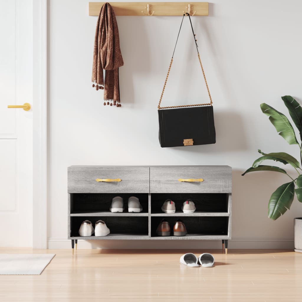 skobænk 102x35x55 cm konstrueret træ grå sonoma-eg