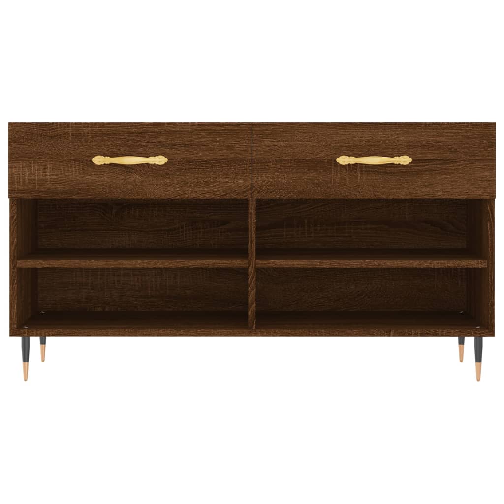 skobænk 102x35x55 cm konstrueret træ brun egetræsfarve
