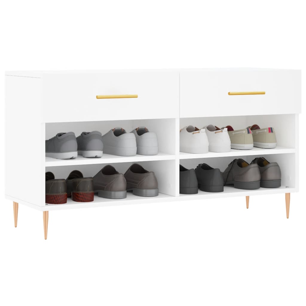 skobænk 102x35x55 cm konstrueret træ hvid
