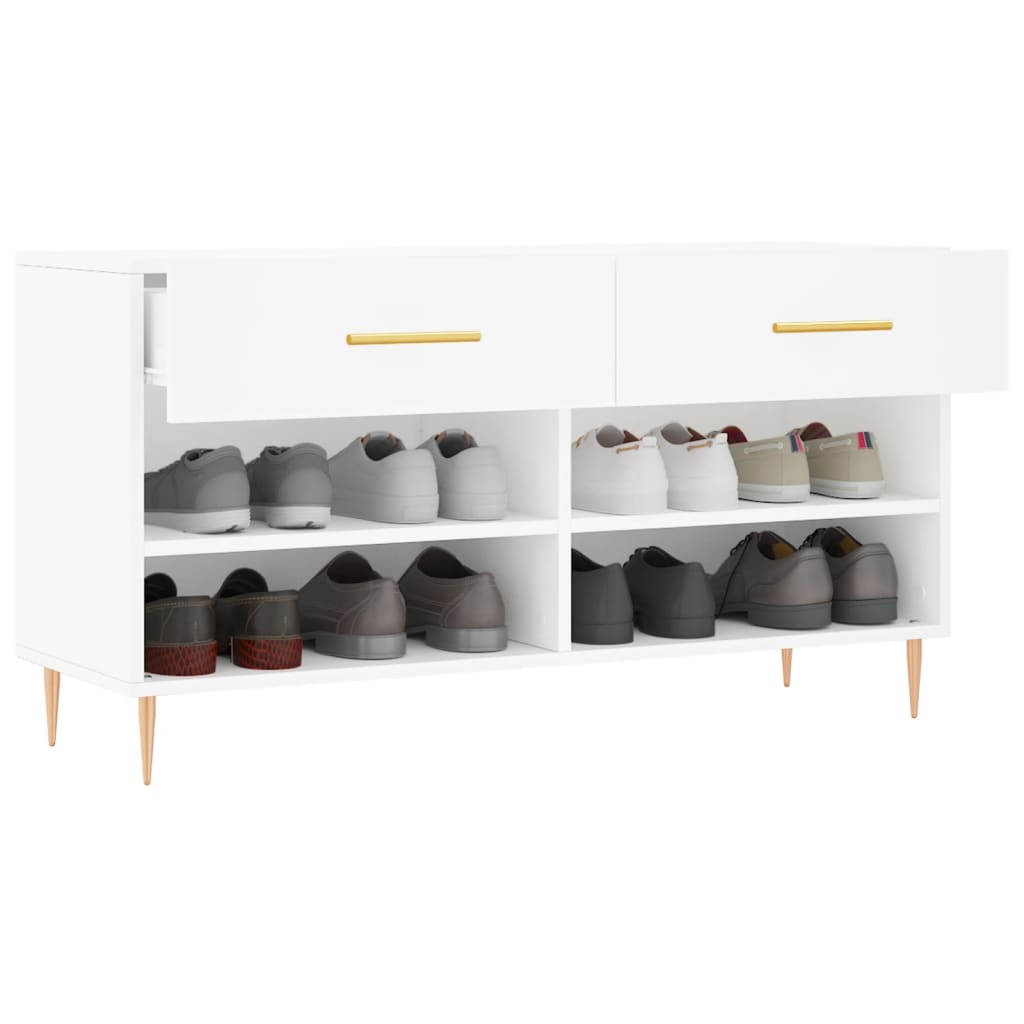 skobænk 102x35x55 cm konstrueret træ hvid