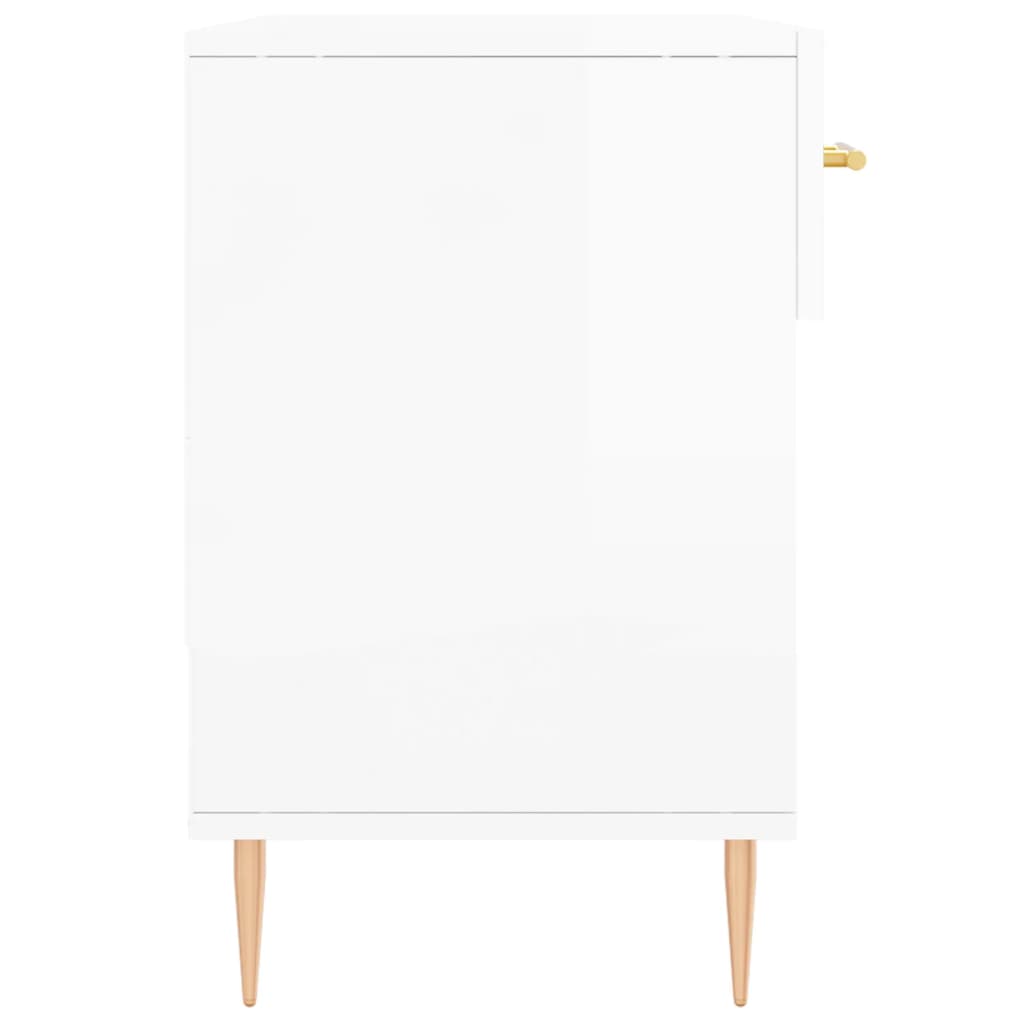 skobænk 102x35x55 cm konstrueret træ hvid højglans