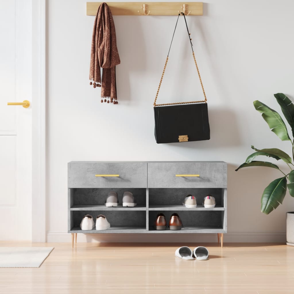skobænk 102x35x55 cm konstrueret træ betongrå