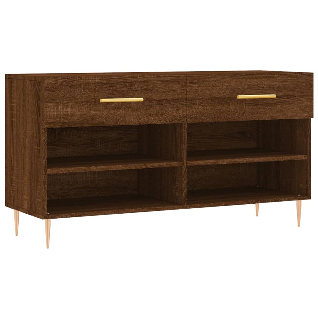 skobænk 102x35x55 cm konstrueret træ brun egetræsfarve