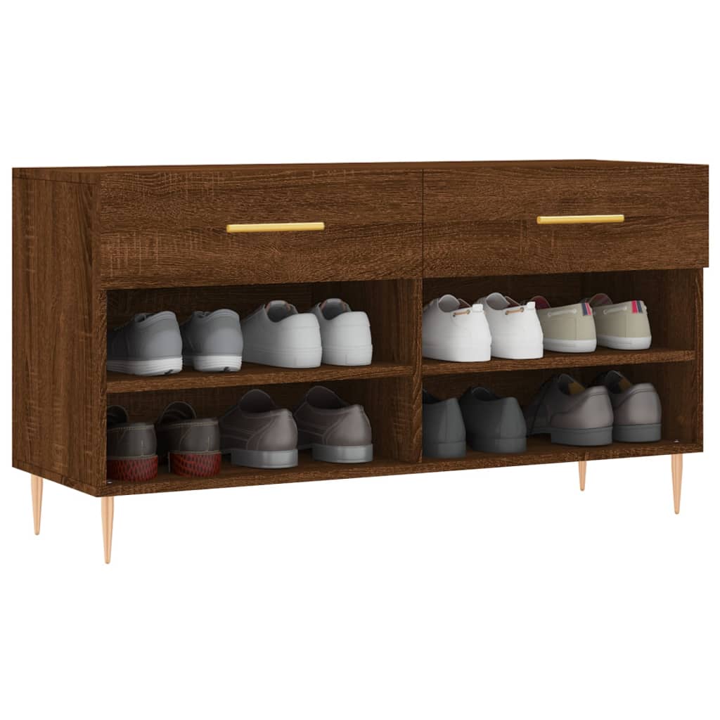 skobænk 102x35x55 cm konstrueret træ brun egetræsfarve