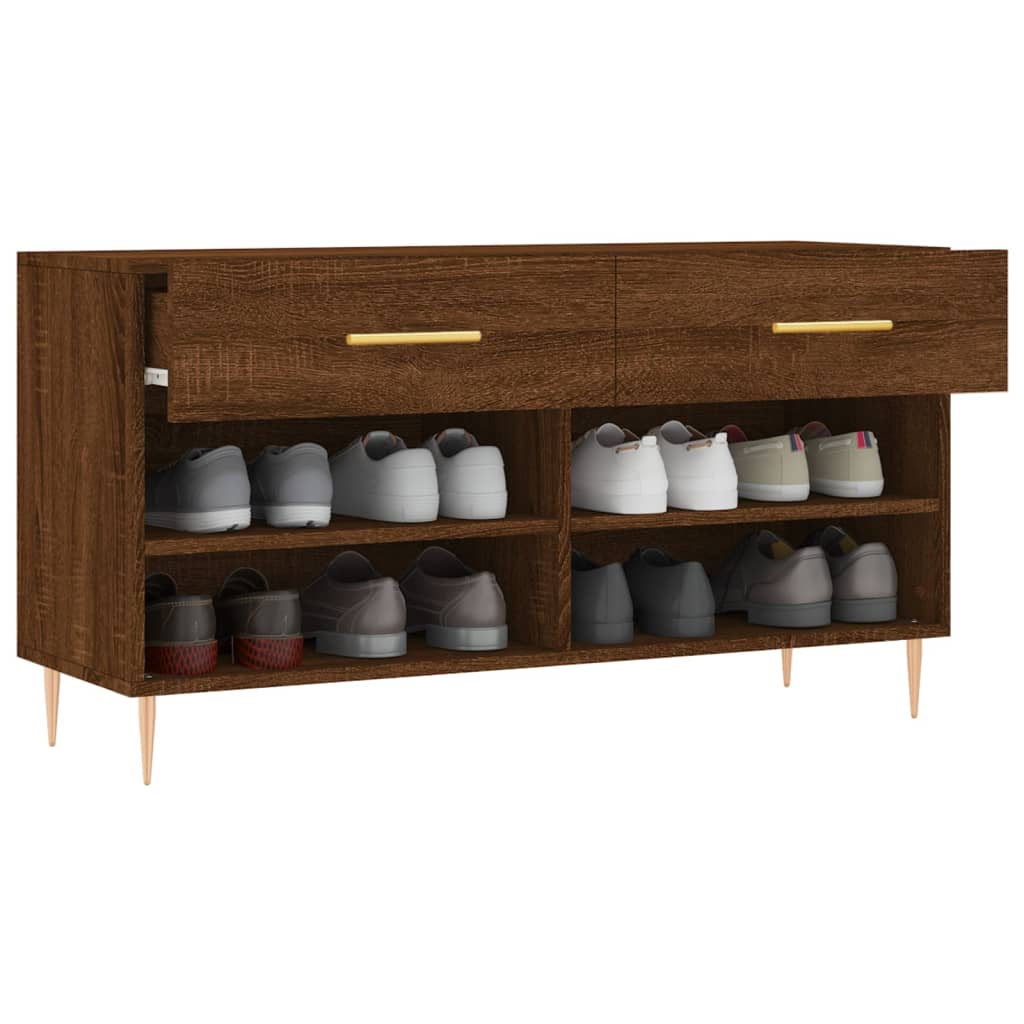 skobænk 102x35x55 cm konstrueret træ brun egetræsfarve