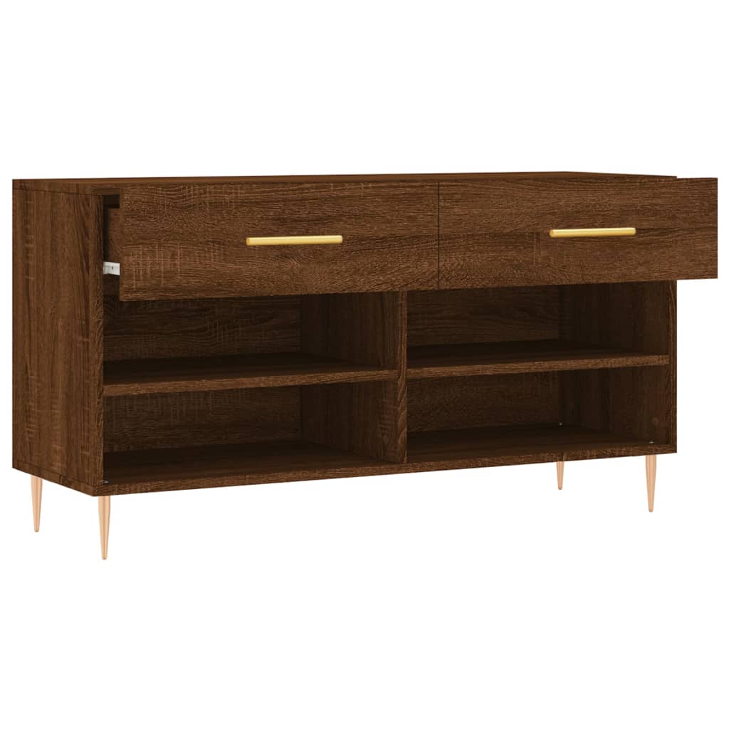 skobænk 102x35x55 cm konstrueret træ brun egetræsfarve