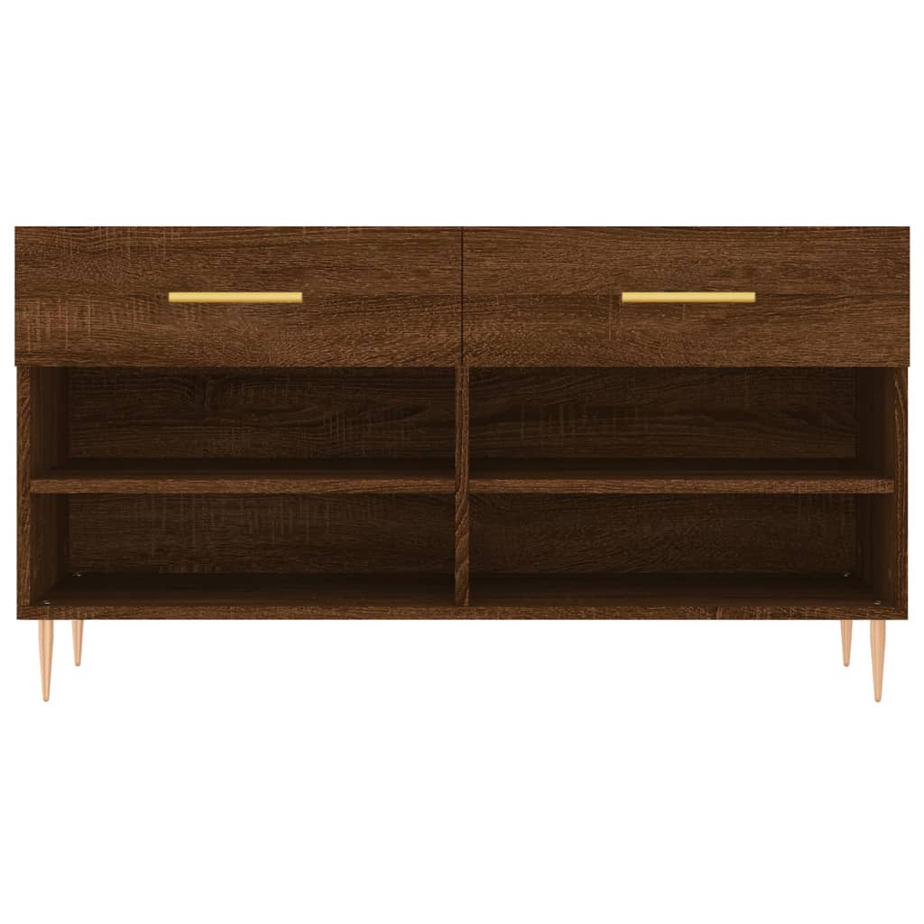 skobænk 102x35x55 cm konstrueret træ brun egetræsfarve