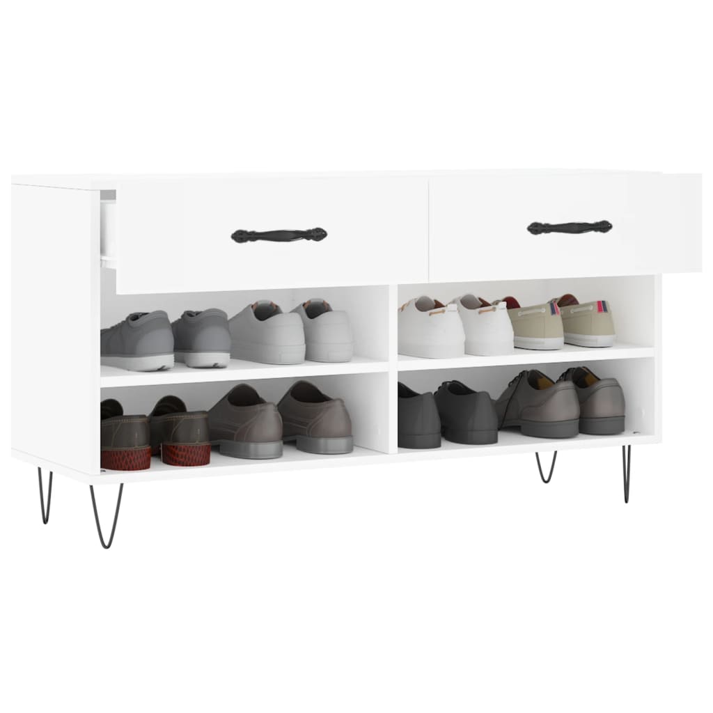 skobænk 102x35x55 cm konstrueret træ hvid
