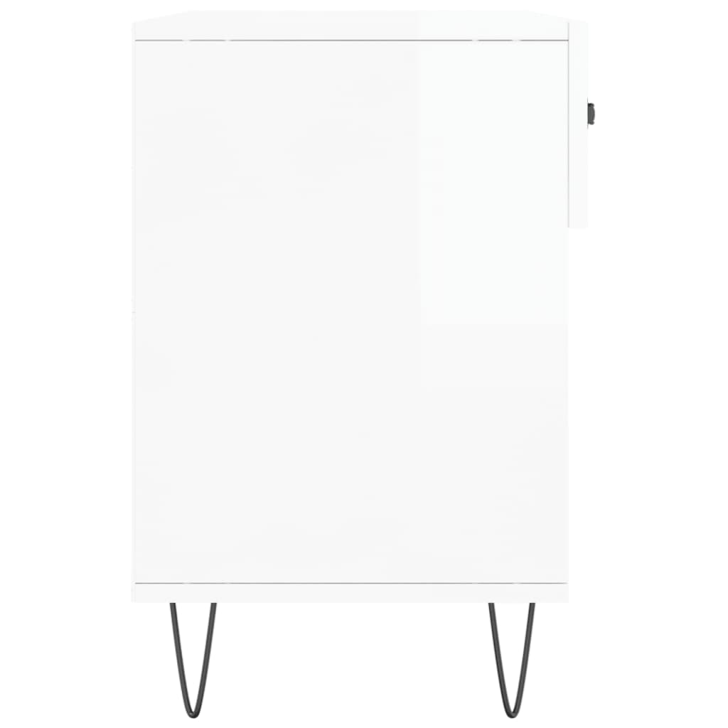 skobænk 102x35x55 cm konstrueret træ hvid højglans