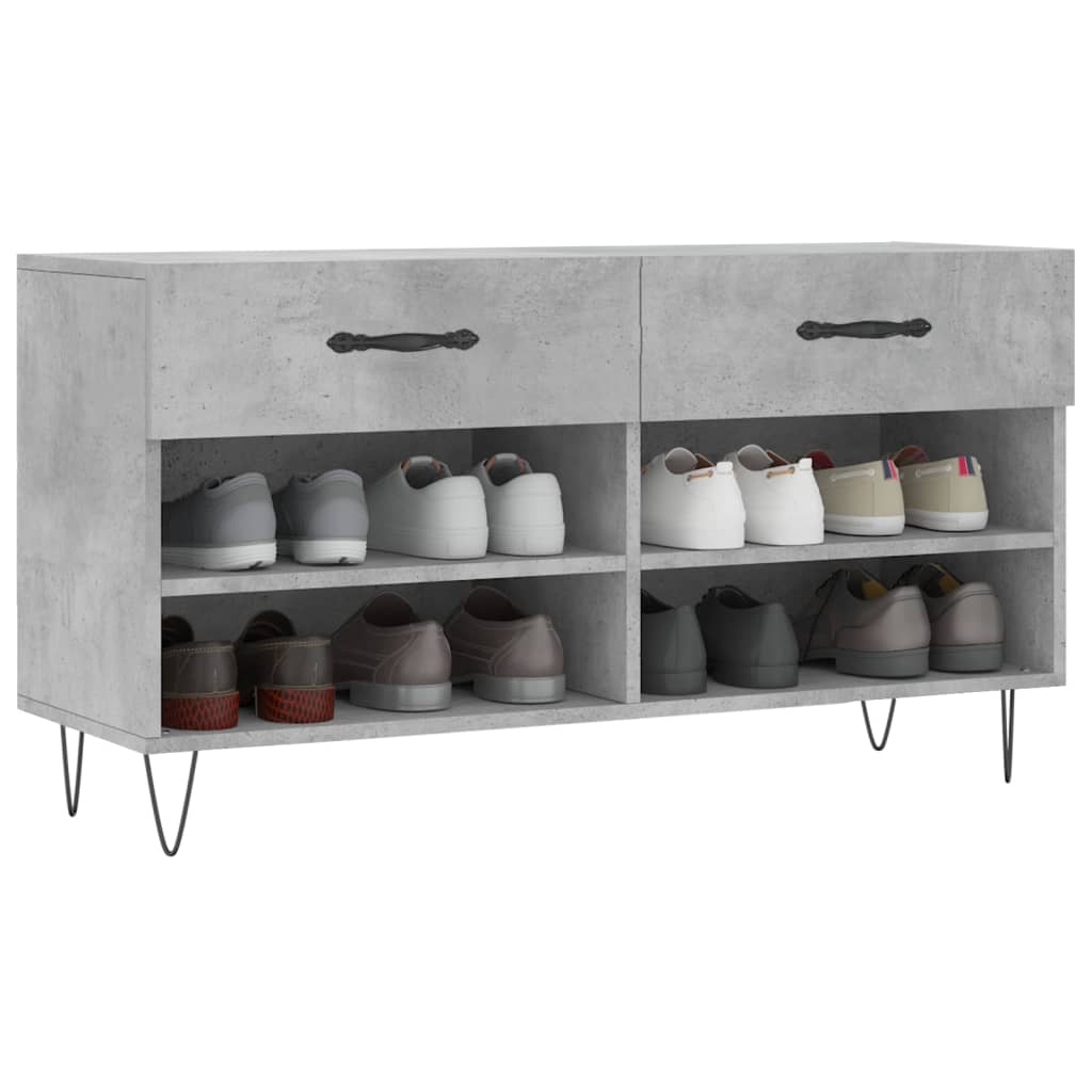 skobænk 102x35x55 cm konstrueret træ betongrå