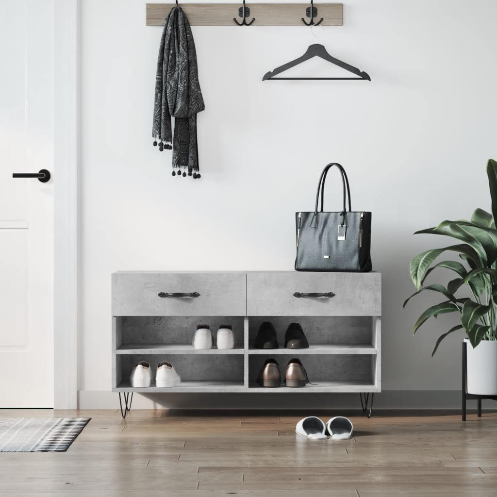 skobænk 102x35x55 cm konstrueret træ betongrå