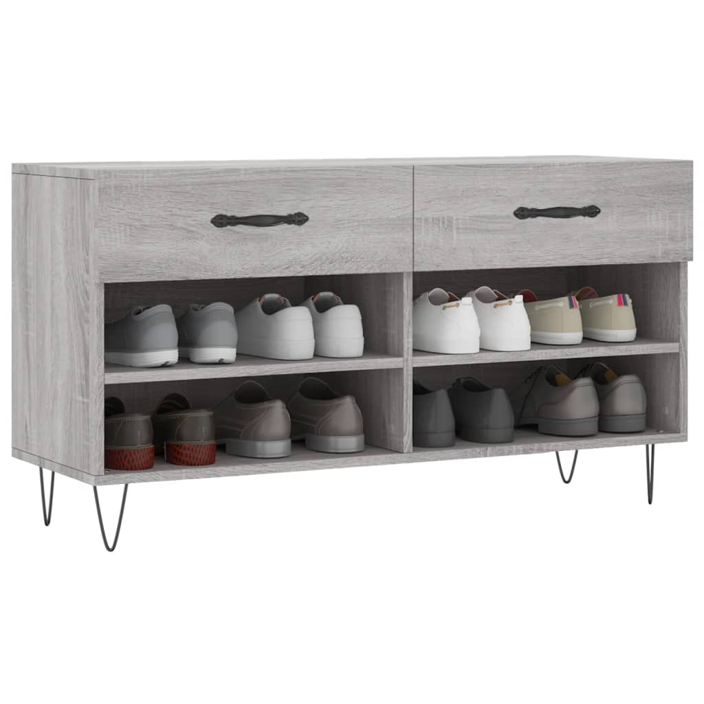 skobænk 102x35x55 cm konstrueret træ grå sonoma-eg