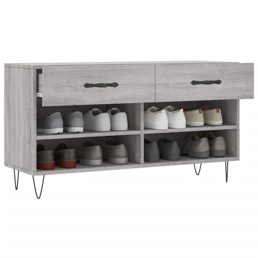 skobænk 102x35x55 cm konstrueret træ grå sonoma-eg