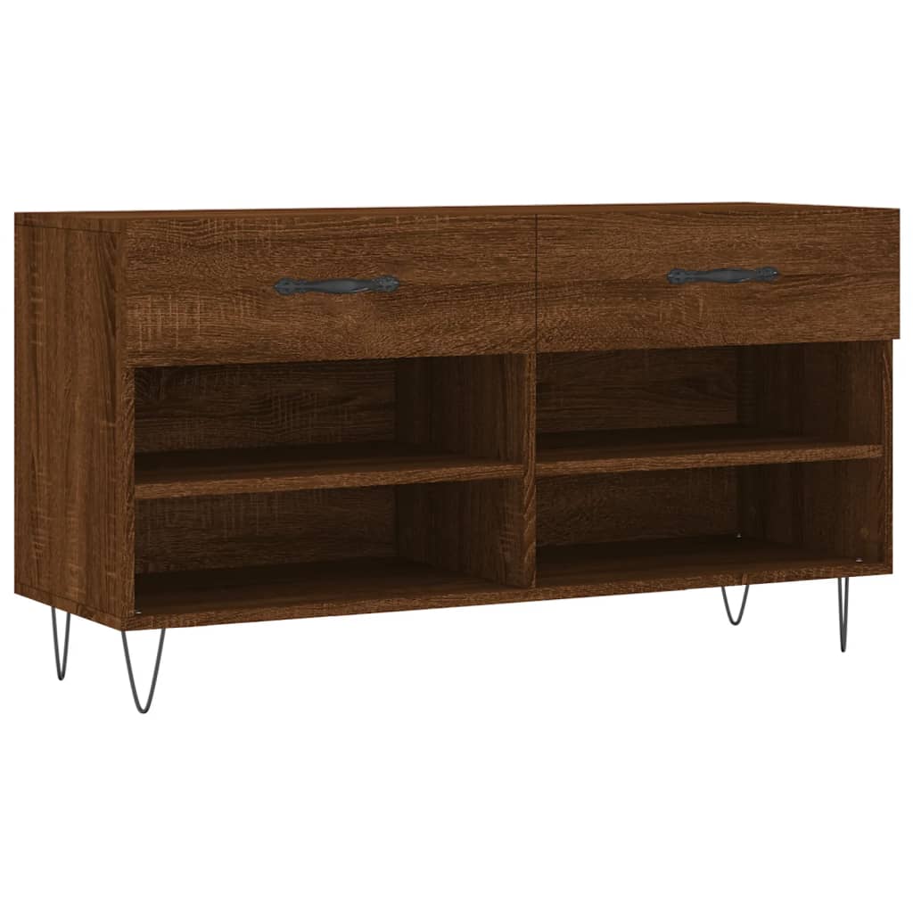 skobænk 102x35x55 cm konstrueret træ brun egetræsfarve