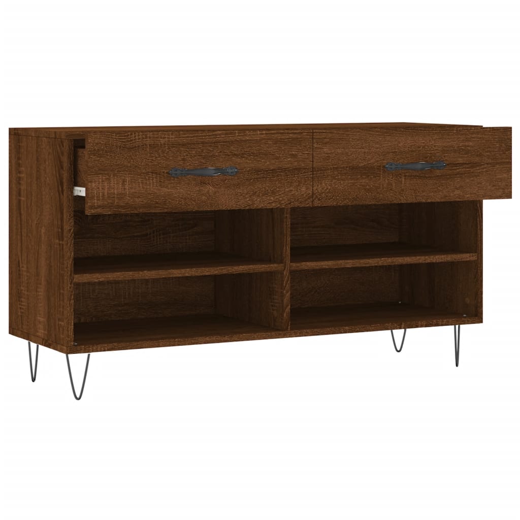 skobænk 102x35x55 cm konstrueret træ brun egetræsfarve
