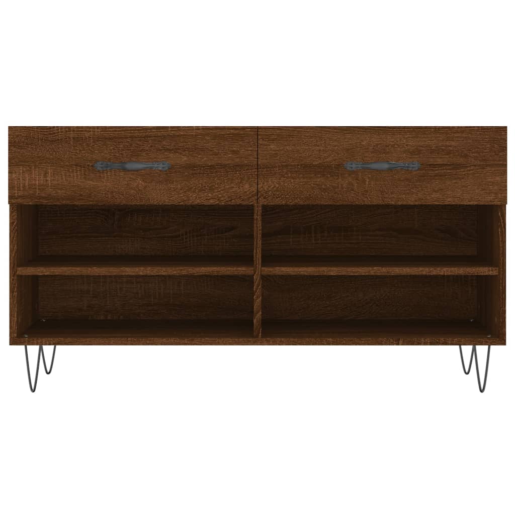 skobænk 102x35x55 cm konstrueret træ brun egetræsfarve