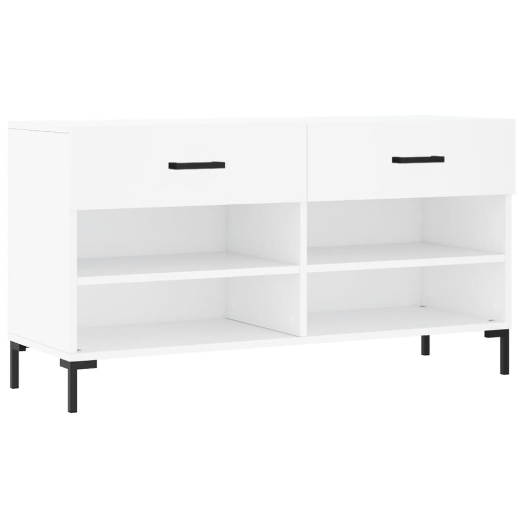 skobænk 102x35x55 cm konstrueret træ hvid