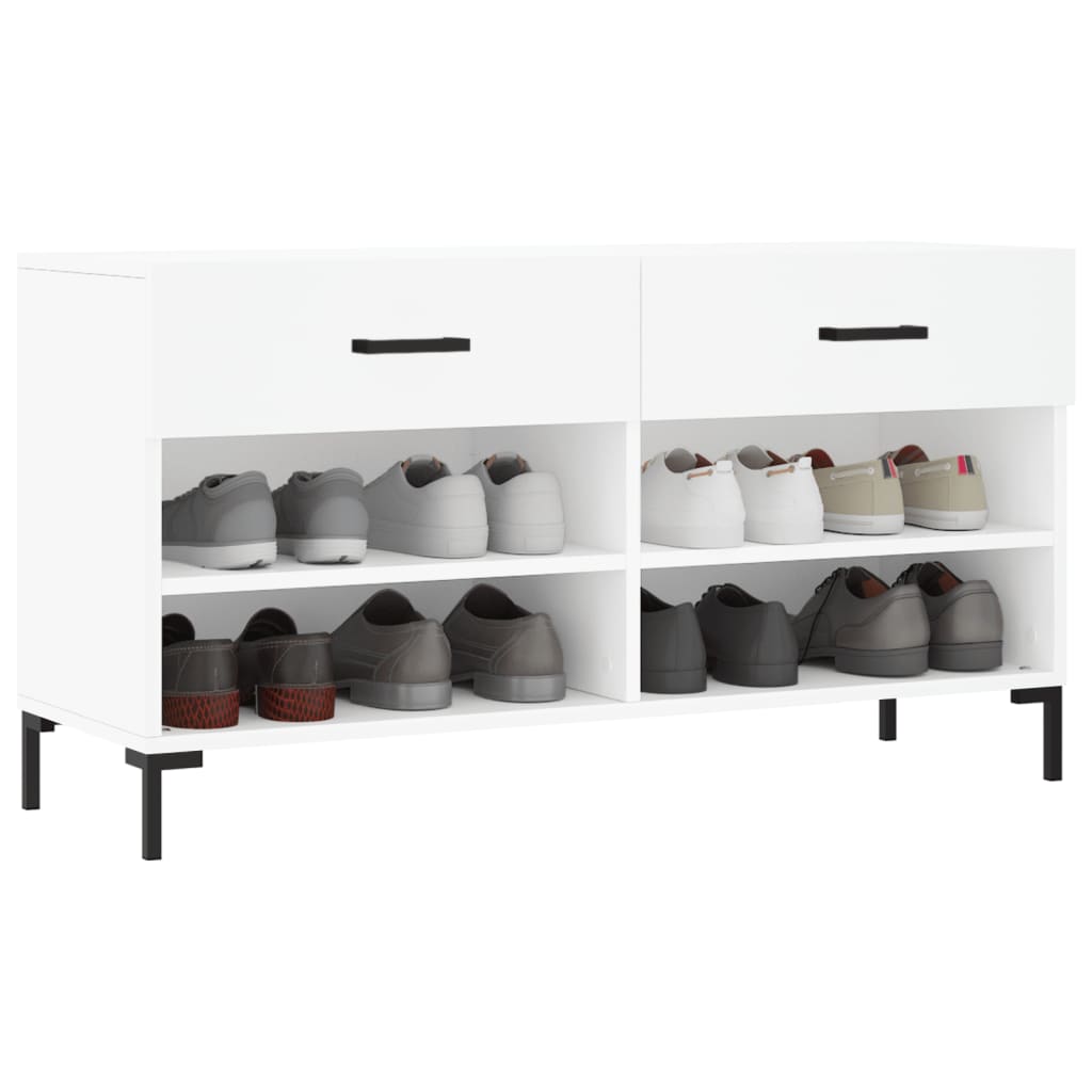 skobænk 102x35x55 cm konstrueret træ hvid