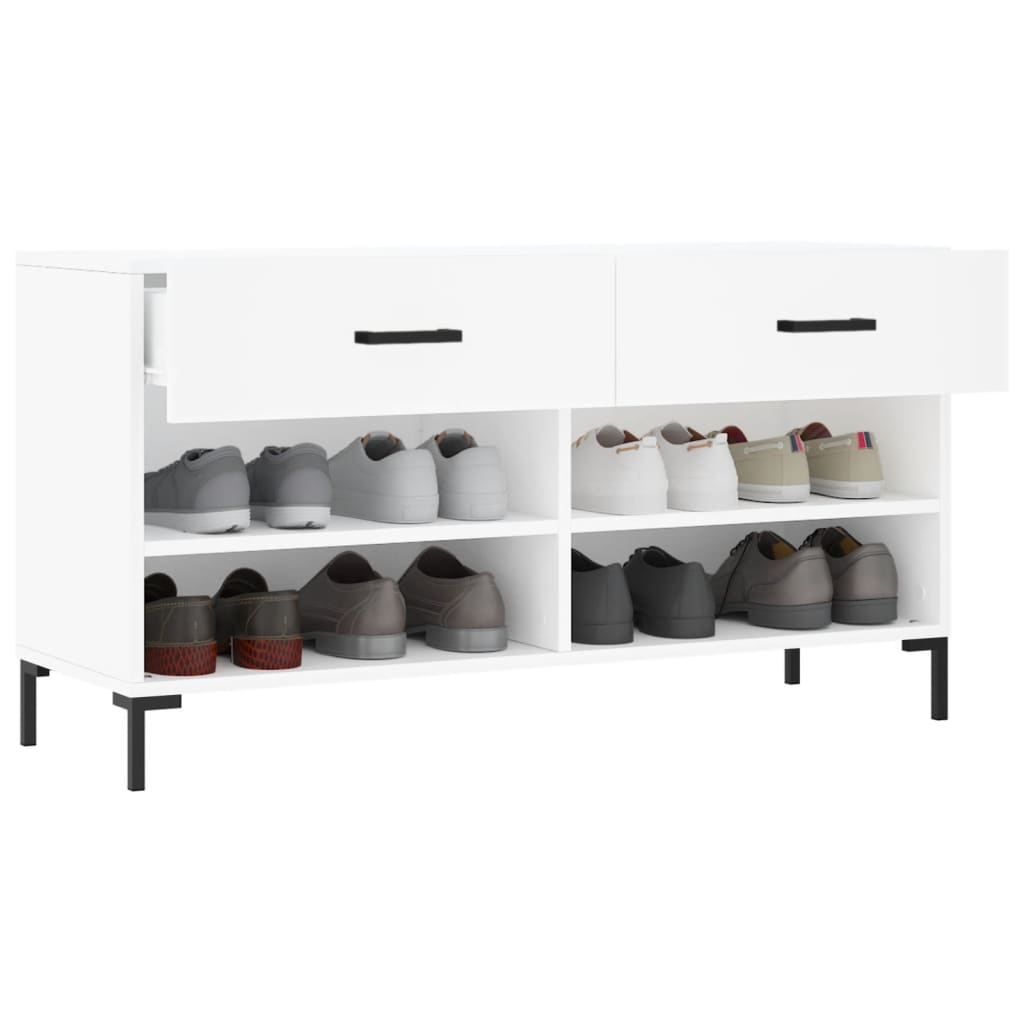 skobænk 102x35x55 cm konstrueret træ hvid