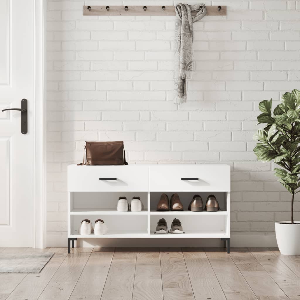 skobænk 102x35x55 cm konstrueret træ hvid