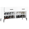 skobænk 102x35x55 cm konstrueret træ hvid højglans
