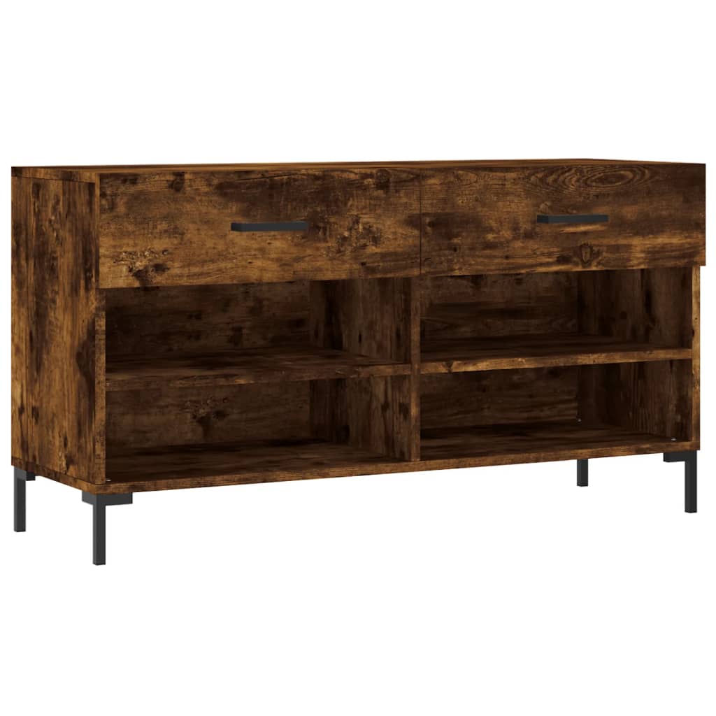 skobænk 102x35x55 cm konstrueret træ røget egetræsfarve