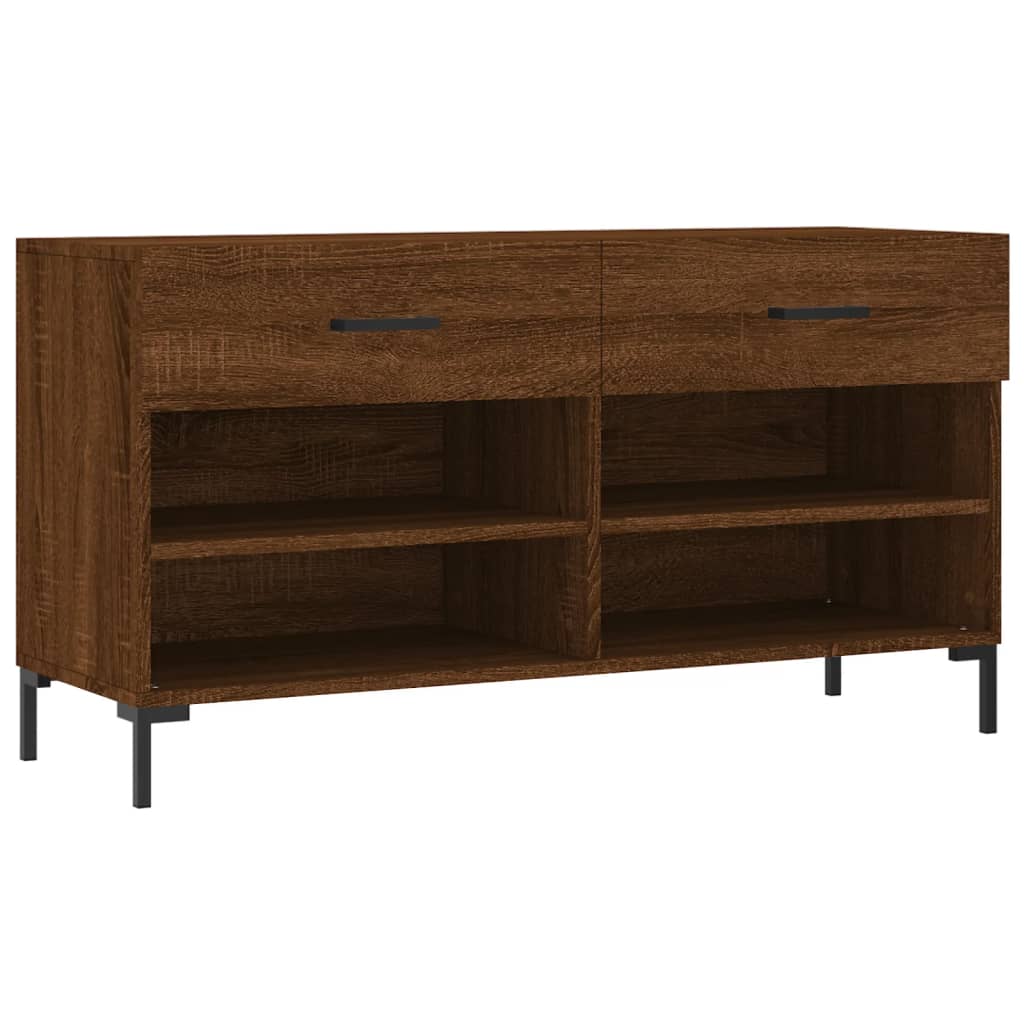 skobænk 102x35x55 cm konstrueret træ brun egetræsfarve