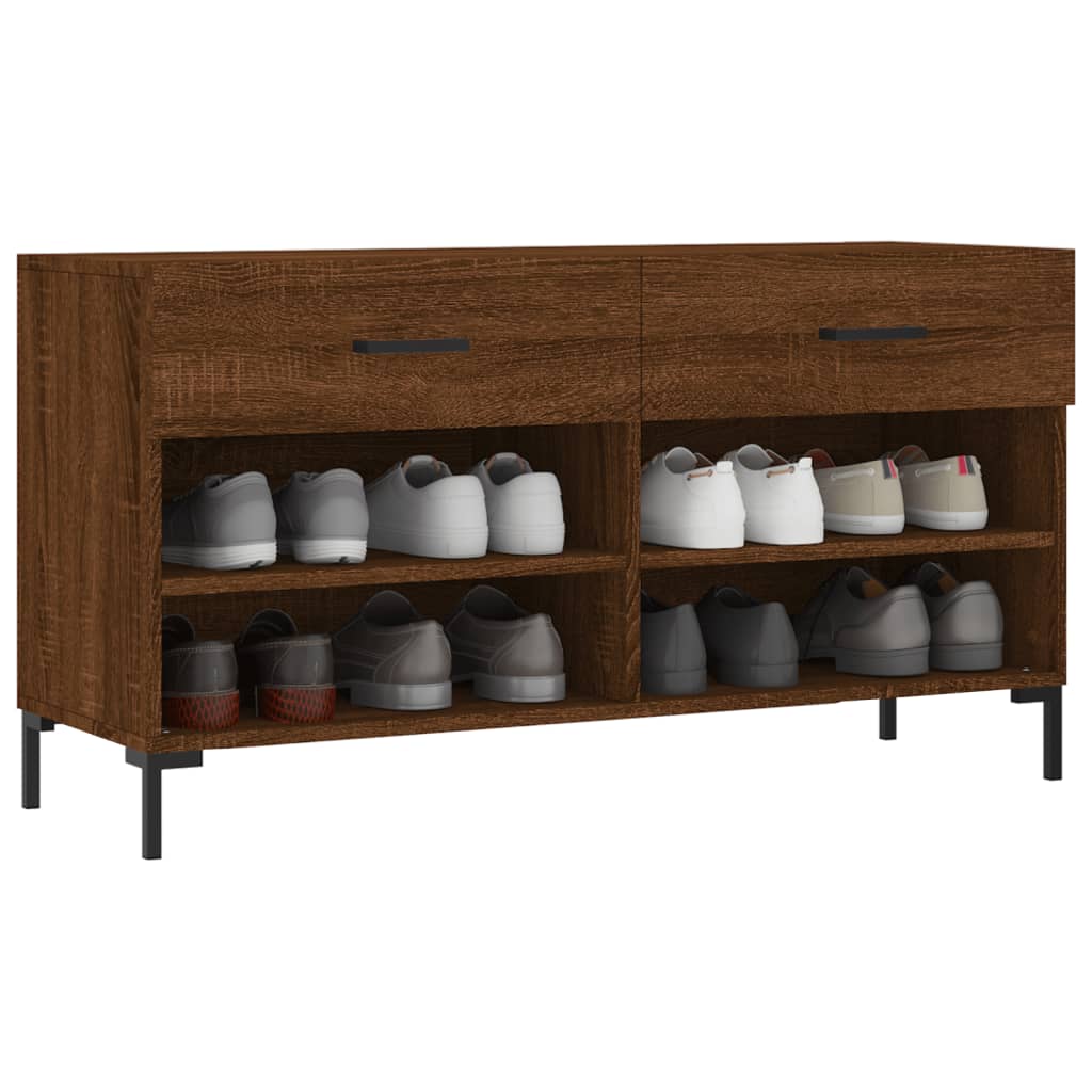skobænk 102x35x55 cm konstrueret træ brun egetræsfarve