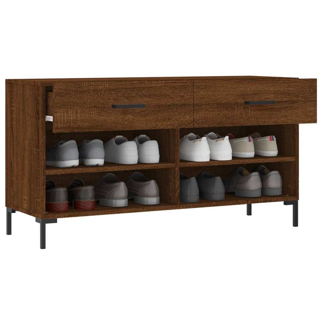 skobænk 102x35x55 cm konstrueret træ brun egetræsfarve