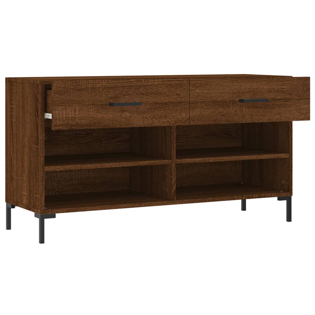 skobænk 102x35x55 cm konstrueret træ brun egetræsfarve