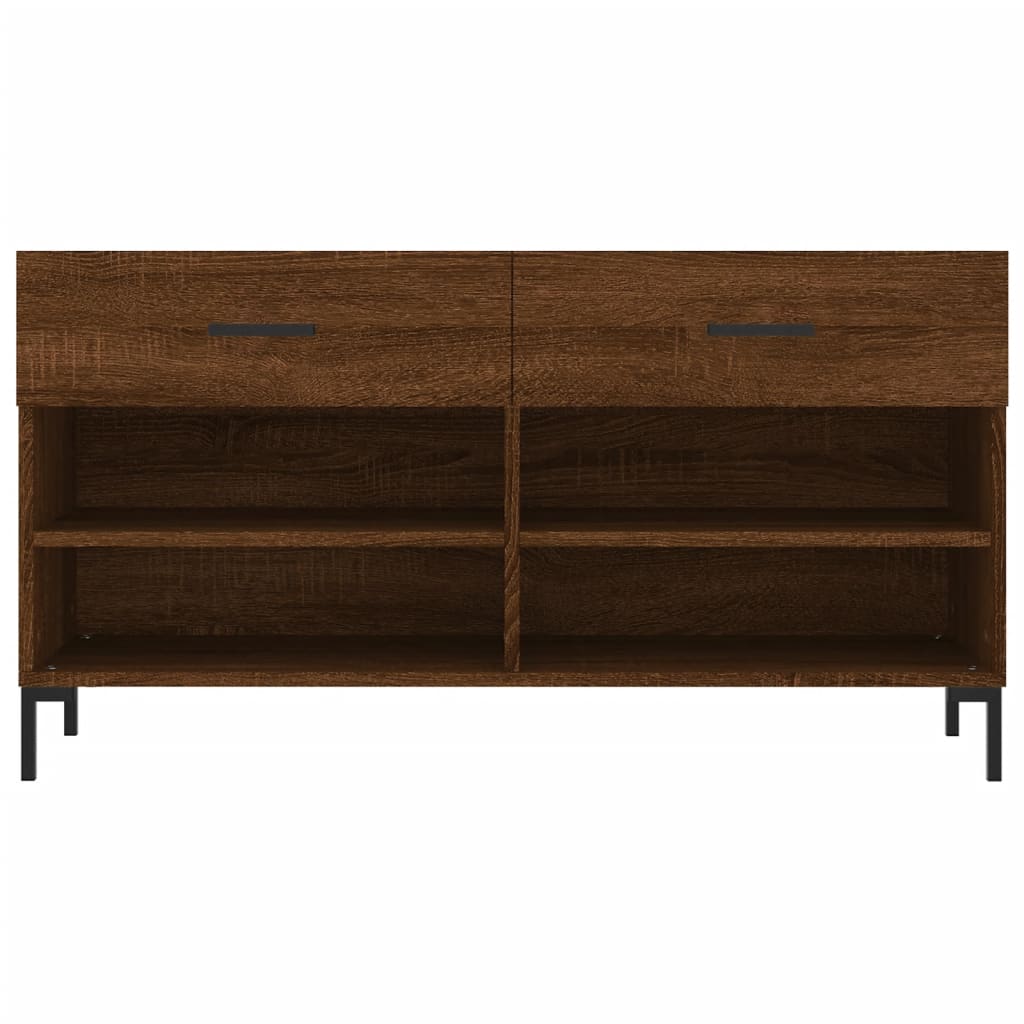 skobænk 102x35x55 cm konstrueret træ brun egetræsfarve