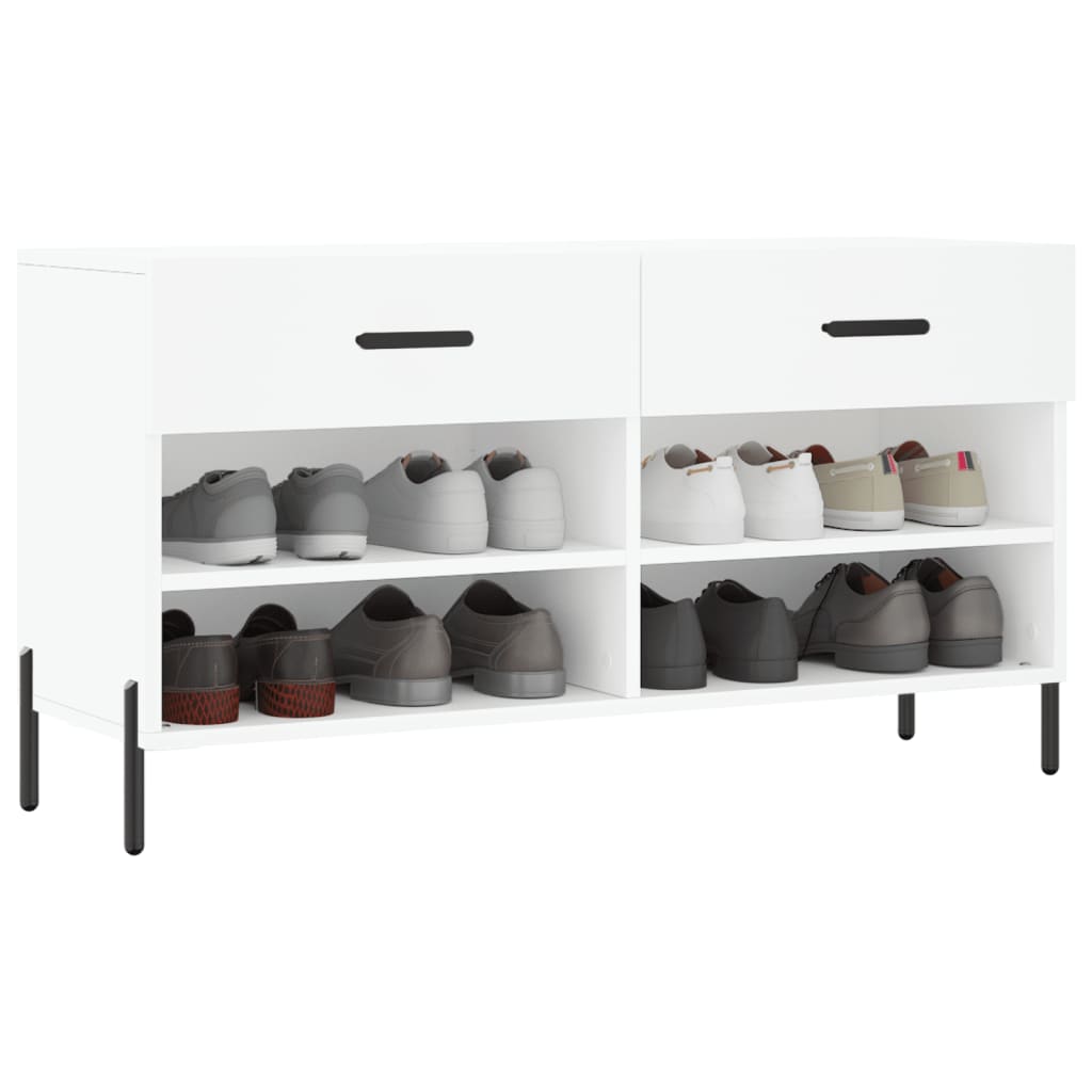 skobænk 102x35x55 cm konstrueret træ hvid