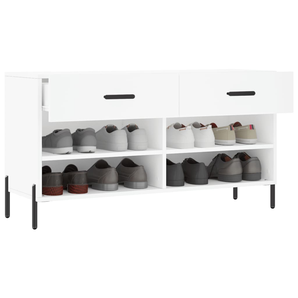 skobænk 102x35x55 cm konstrueret træ hvid