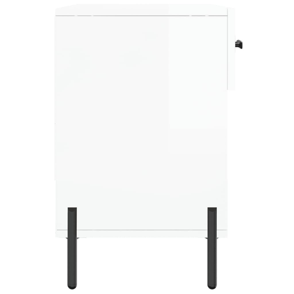 skobænk 102x35x55 cm konstrueret træ hvid højglans